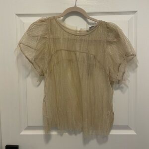 Sheer Gold Metallic Anthropologie Blouse NWT SIZE M